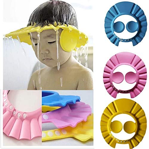 Adjustable Baby Shower Cap with Ear Protector (random color)