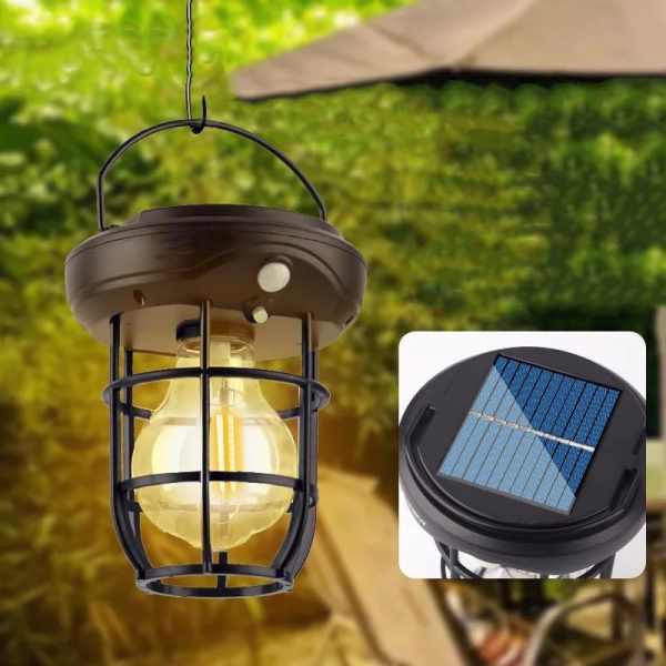 Hanging Solar Wall Lights Outdoor, Solar Camping Lights With 3 Lighting Modes & Motion Sensor