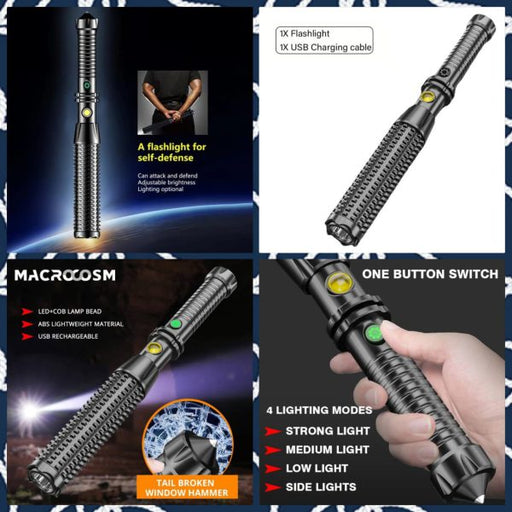 Tactical Rechargeable Flashlight | Outdoor Self Defense Led Flashlight | Multipurpose Emergency Equipment