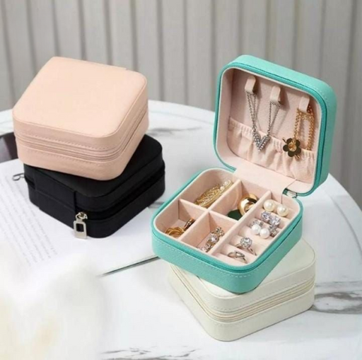 Travel Leather Pocket Jewellery Organizer with Box (Random Color)